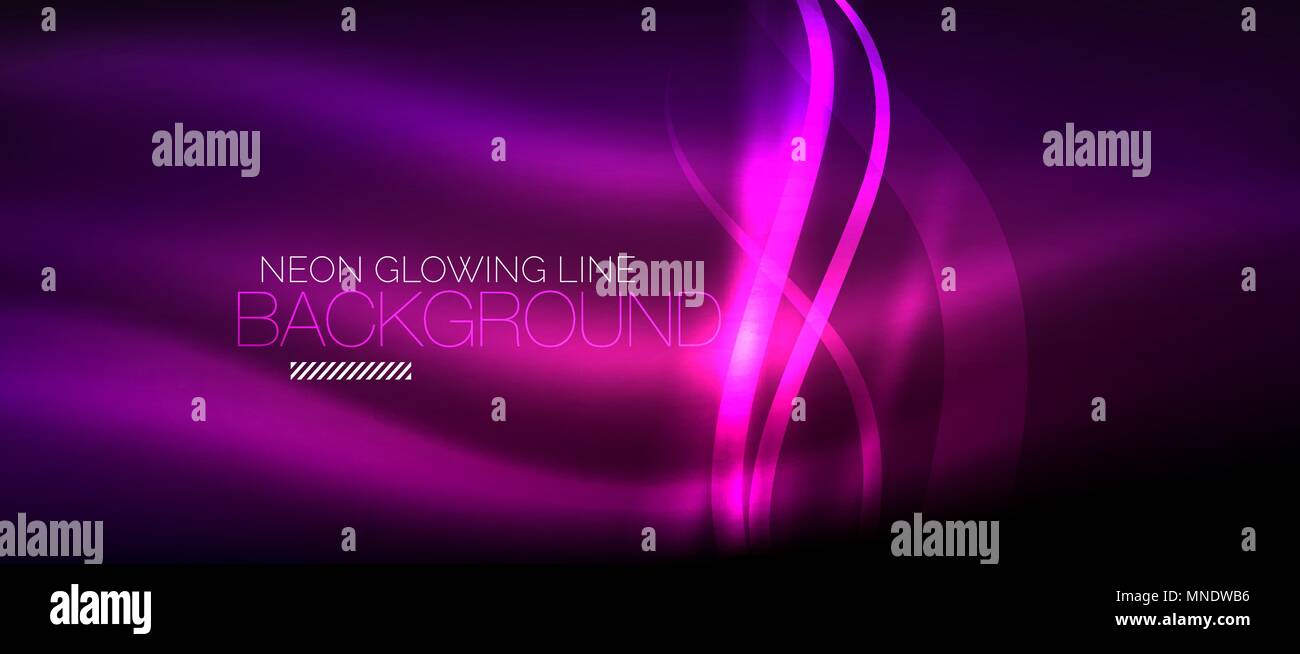 Neon purple elegant smooth wave lines digital abstract background. Neon ...