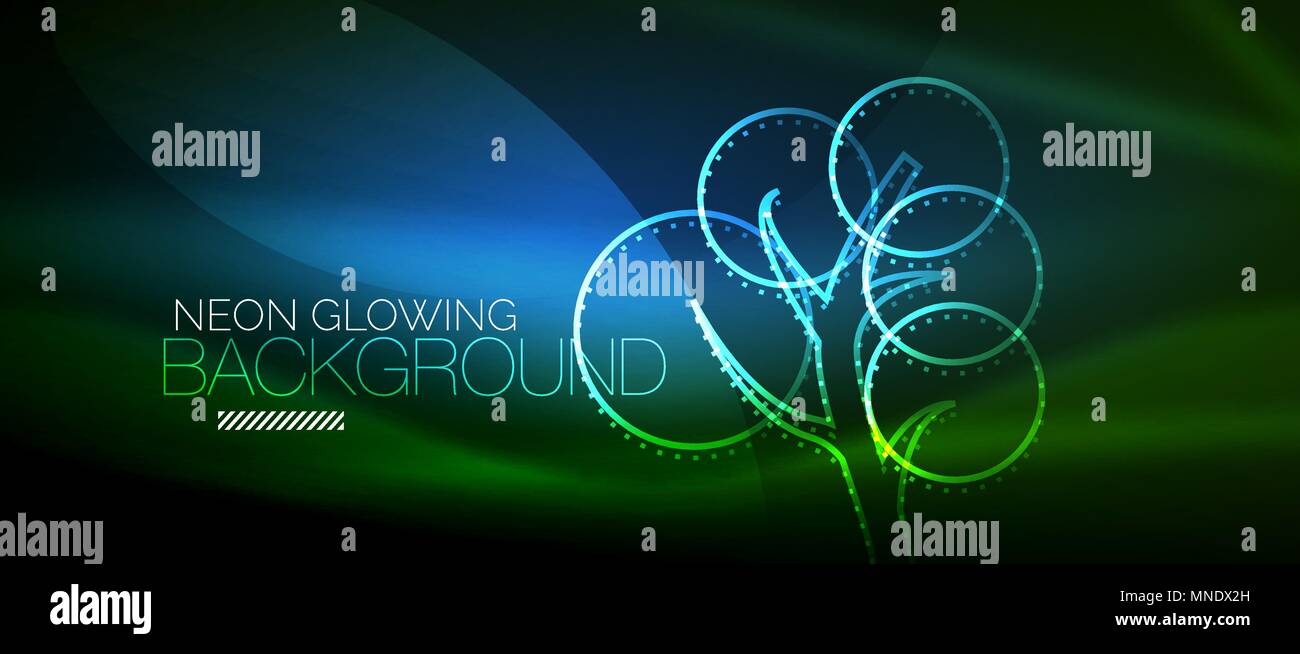 Vector neon glowing tree background. Vector neon glowing tree, nature ...