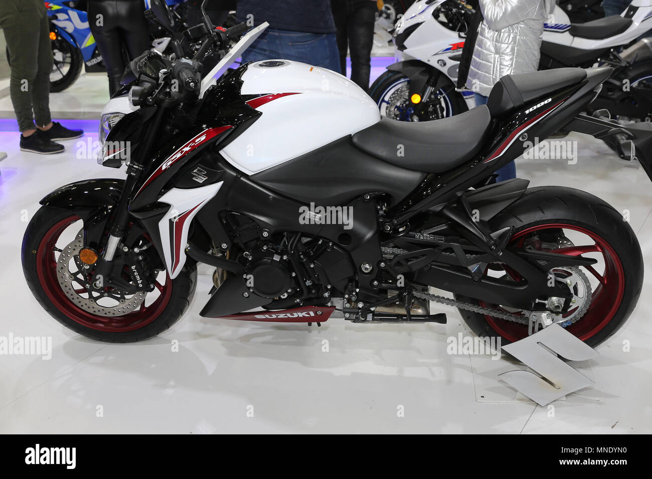 ISTANBUL, TURKEY - FEBRUARY 25, 2018: Suzuki GSX-S1000 on display at Motobike Istanbul in Istanbul Exhibition Center Stock Photo