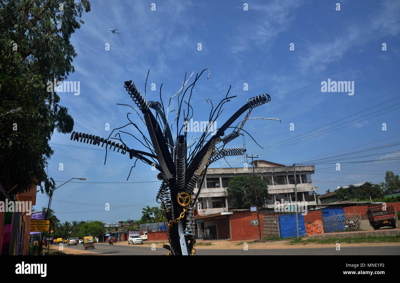 Dimapur, India May 16th 2018 A nine feet iron tree structure, make