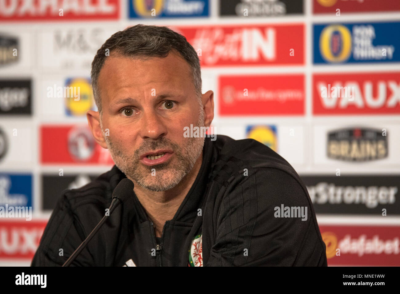Cardiff, Wales, UK. 16th May 2018. Ryan Giggs Wales Press Conference, St Fagans Museum, Cardiff, Wales, 16/05/18 - Wales' international football manager, Ryan Giggs, has announced his squad for the upcoming friendly international against Mexico in California, USA. Credit: Andrew Dowling/Influential Photography/Alamy Live News Stock Photo