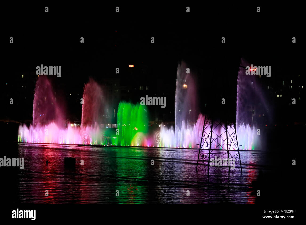 Dhaka, Bangladesh May 15, 2018 The fountain, installed in Hatirjheel