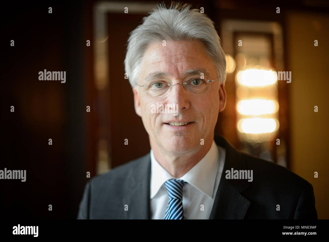 16 May 2018, Germany, Stuttgart: Ulricht Schellenberg, president of the German bar association, looking into the camera. After an inital failed deportation of a Togolese person from a refugee facility in Ellwangen, the lawyer was, according to the association, 'overwhelmed with hate messages'. The German bar association is now demanding a clear political signal. Photo: Sina Schuldt/dpa Stock Photo