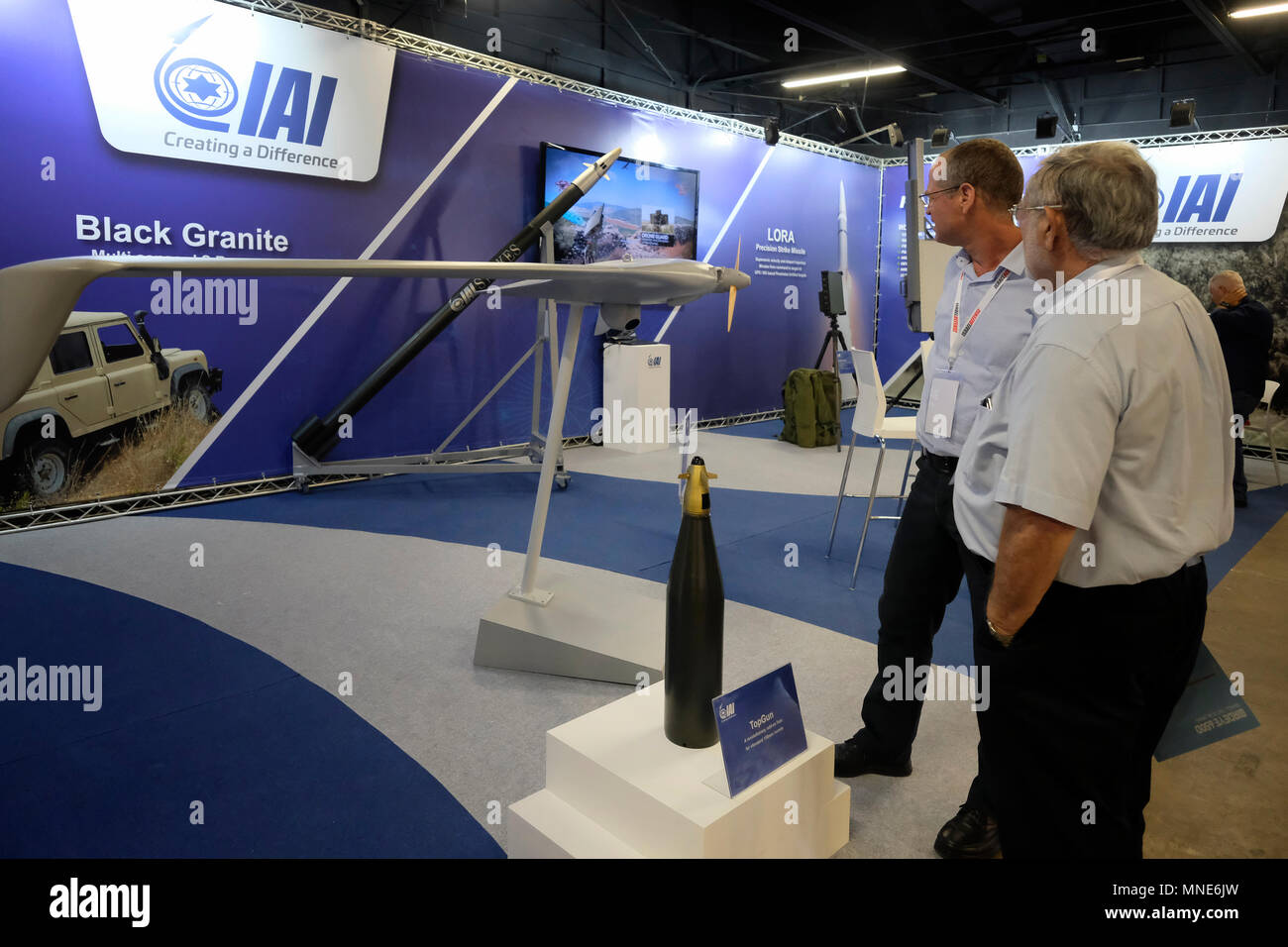 Israel Aerospace Industries IAI showcasing its unmanned aerial vehicle UAV at Israel Defense's annual conference taking place in Tel Aviv Israel Stock Photo