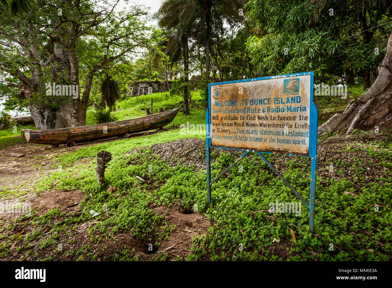 Bunce Island, Sierra Leone - June 02, 2013: West Africa, Bunce Island was a British slave trading post in the 18th century. From its shores, tens of t Stock Photo
