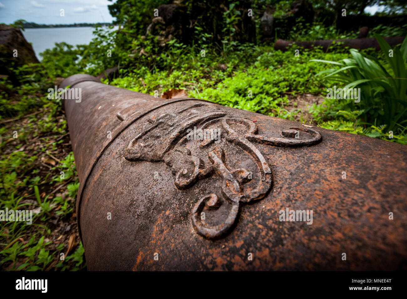 Bunce Island, Sierra Leone - June 02, 2013: West Africa, Bunce Island was a British slave trading post in the 18th century. From its shores, tens of t Stock Photo