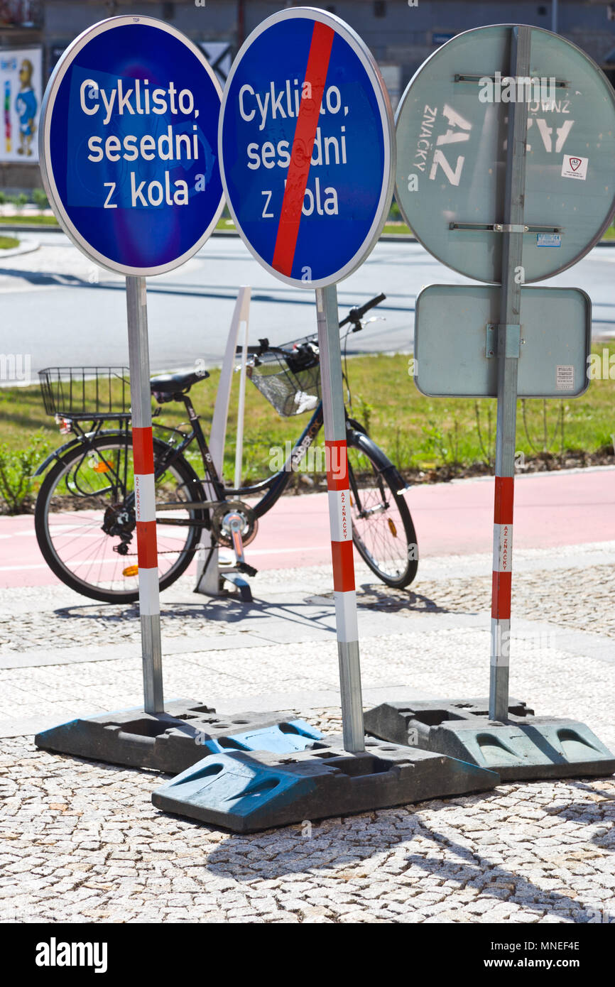 cycling path, town Hradec Kralove, East Bohemia, Czech republic, Europe Stock Photo