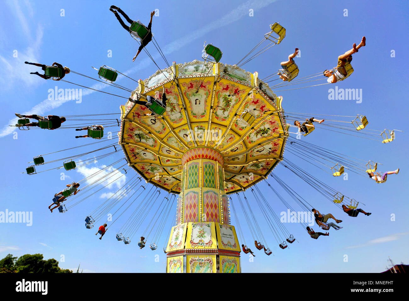 Kättingflygaren Swing Ride, Gröna Lund Amusement Park, Djurgården, Stockholm, Sweden Stock Photo