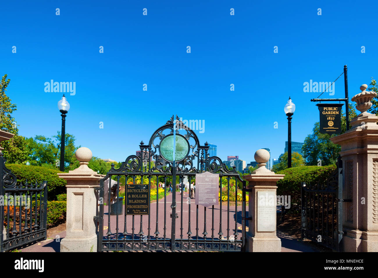 Boston, Massachusetts, USA - September 12, 2016: Entrance gate to Boston Public Garden in Boston, Massachusetts Stock Photo