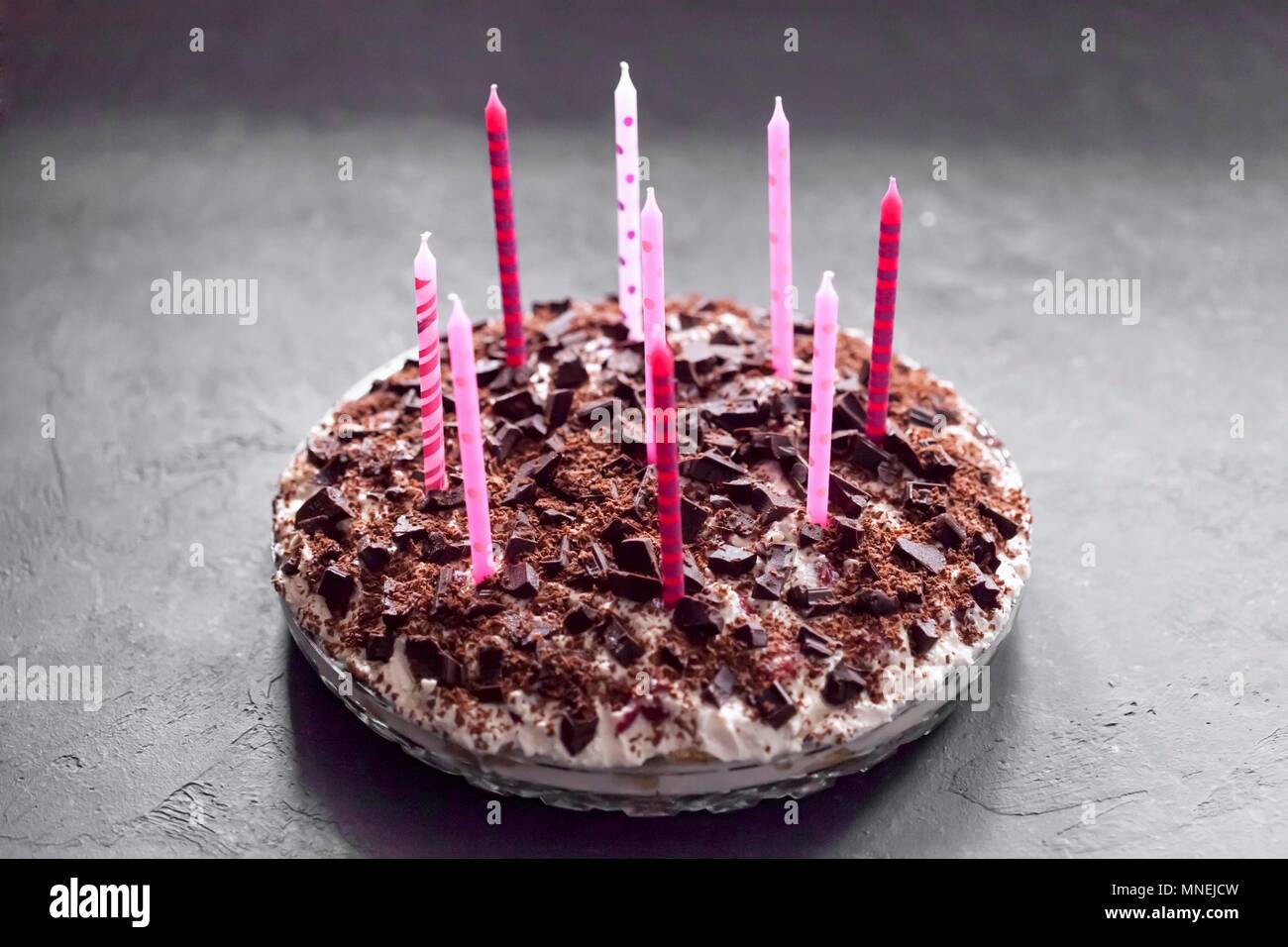 A birthday cake with candles Stock Photo Alamy
