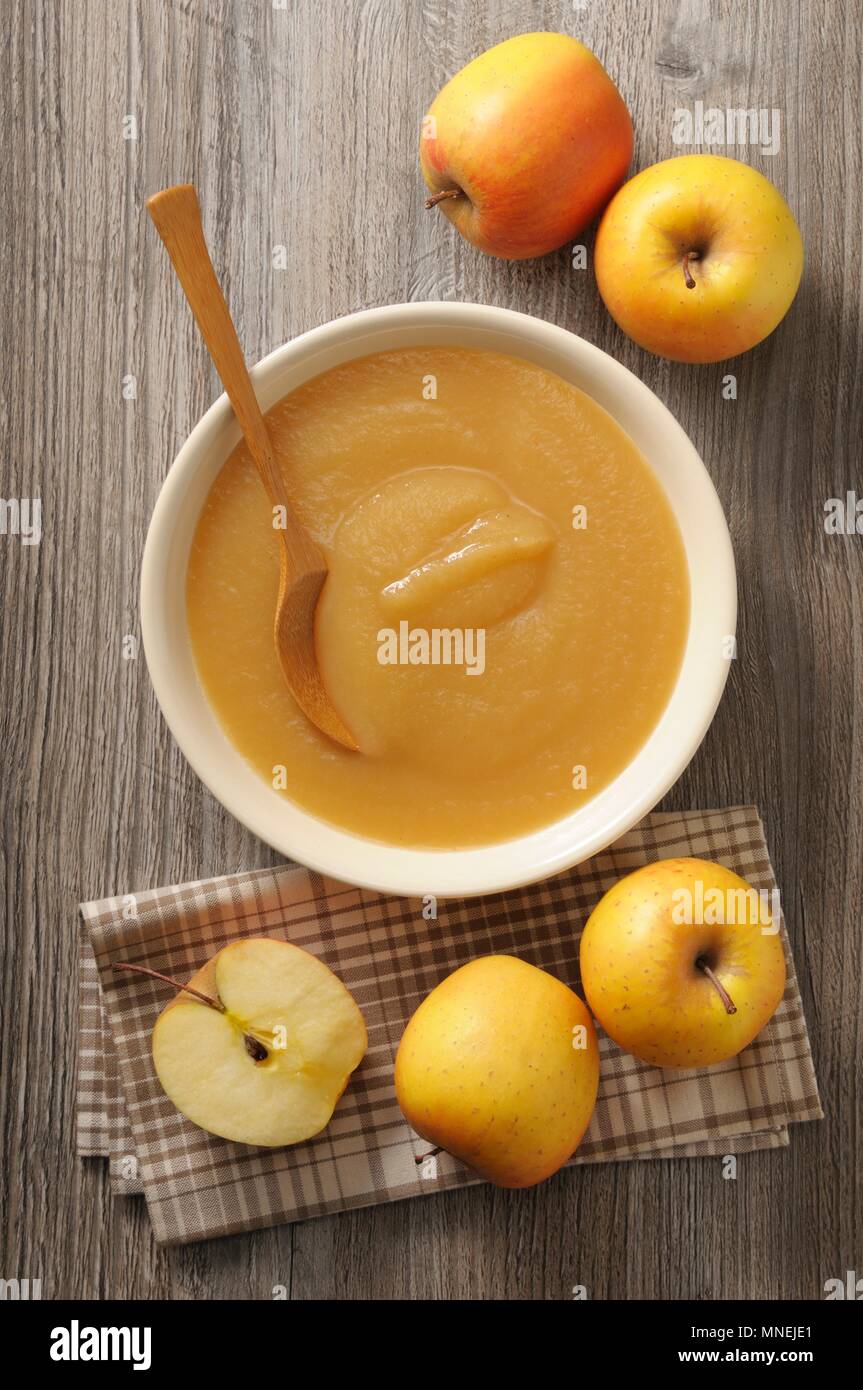 A bowl of apple sauce Stock Photo