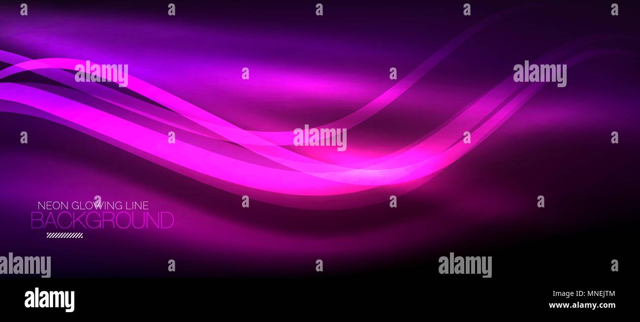 Neon purple elegant smooth wave lines digital abstract background. Neon ...
