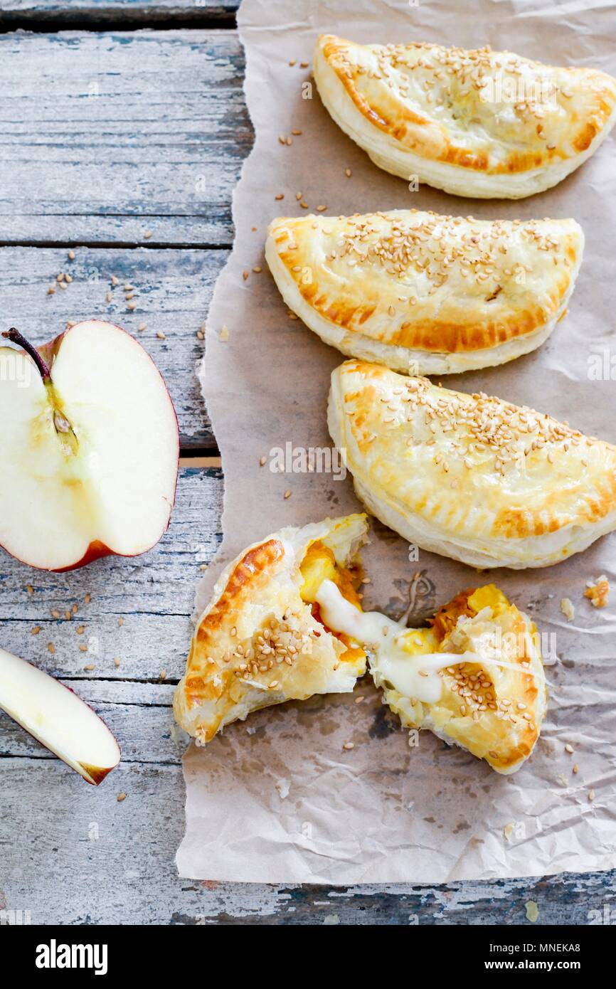 Apple and cheese turnovers Stock Photo