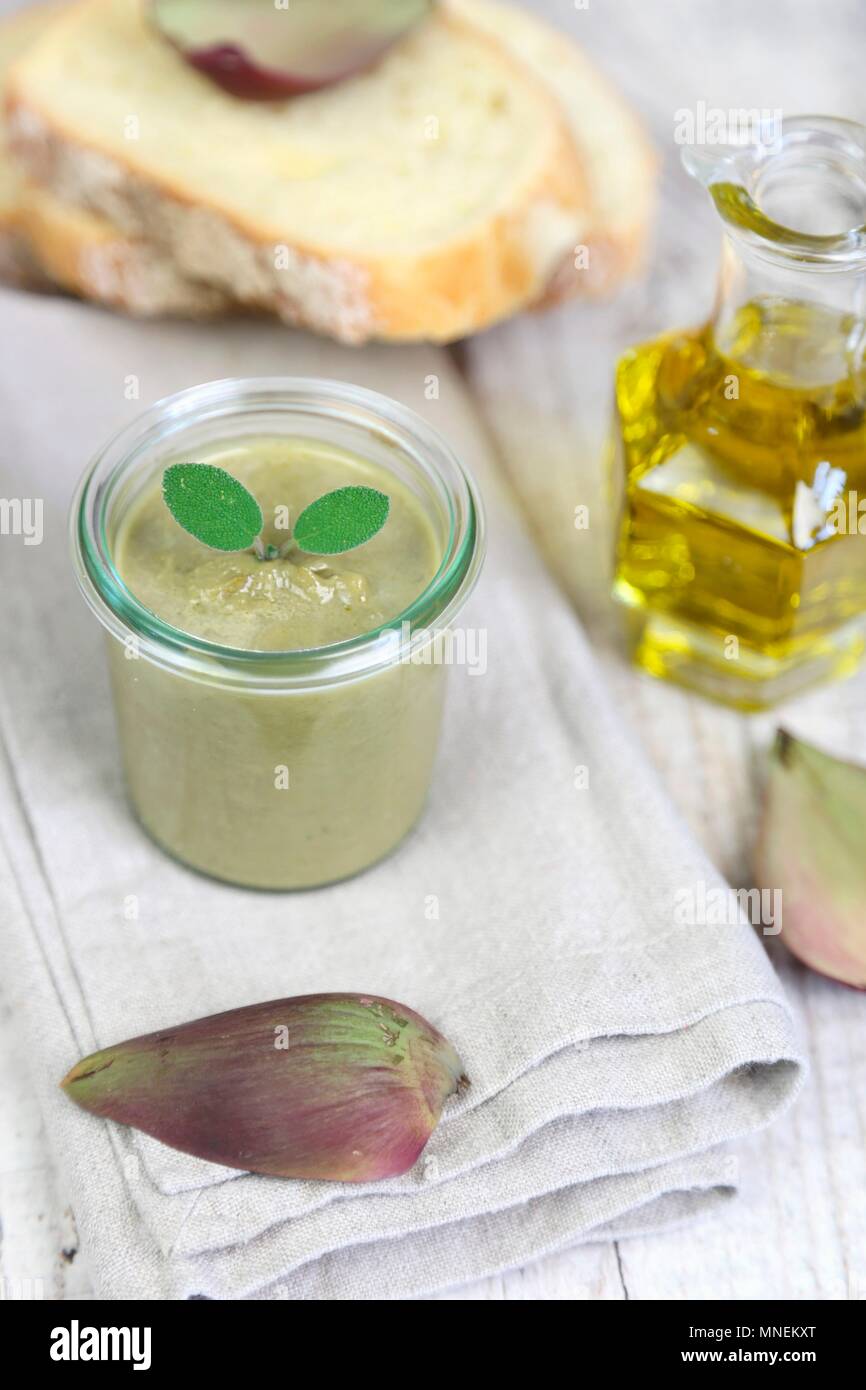 Artichoke cream in a jar Stock Photo Alamy