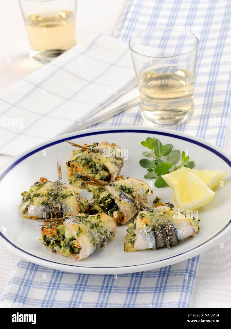 Rotolini di alici (sardine rolls, Italy) Stock Photo