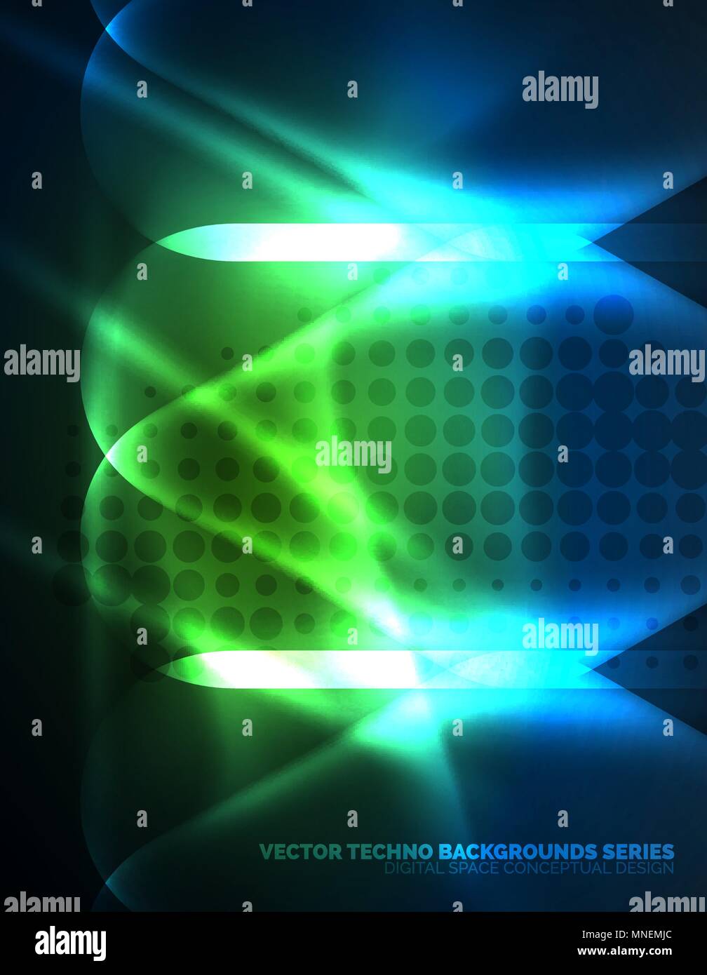 Illuminated lens flares, glowing color techno background. Illuminated ...