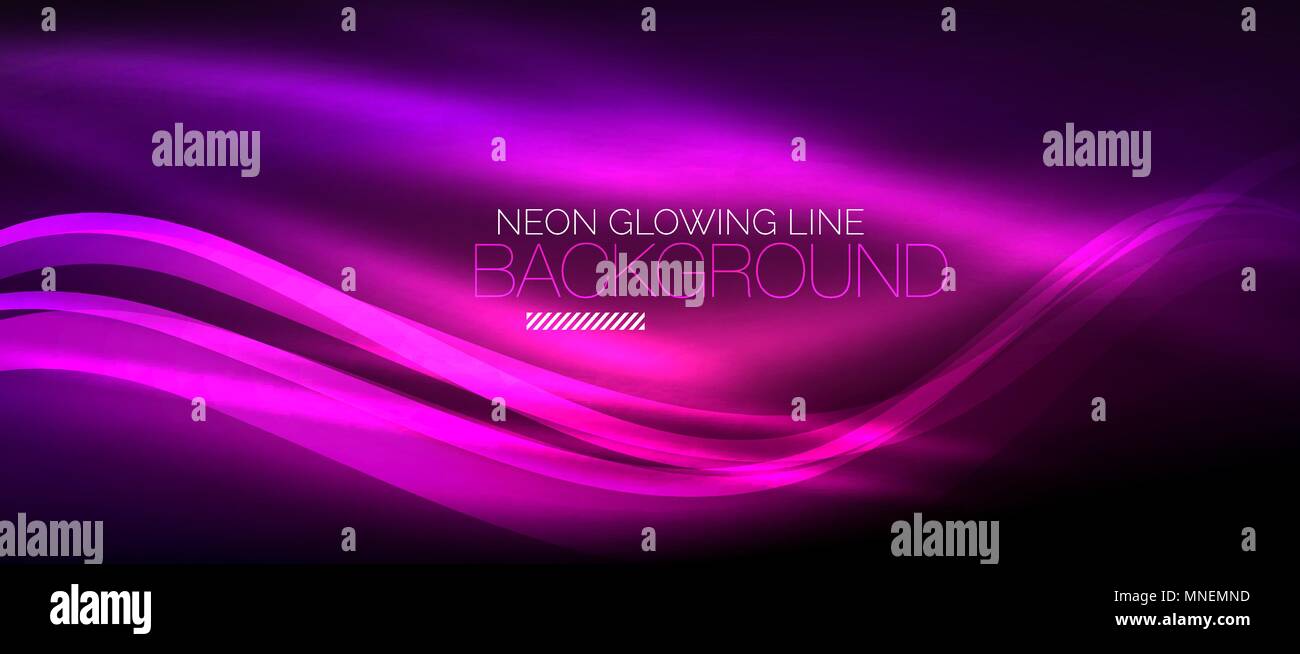 Neon purple elegant smooth wave lines digital abstract background. Neon ...