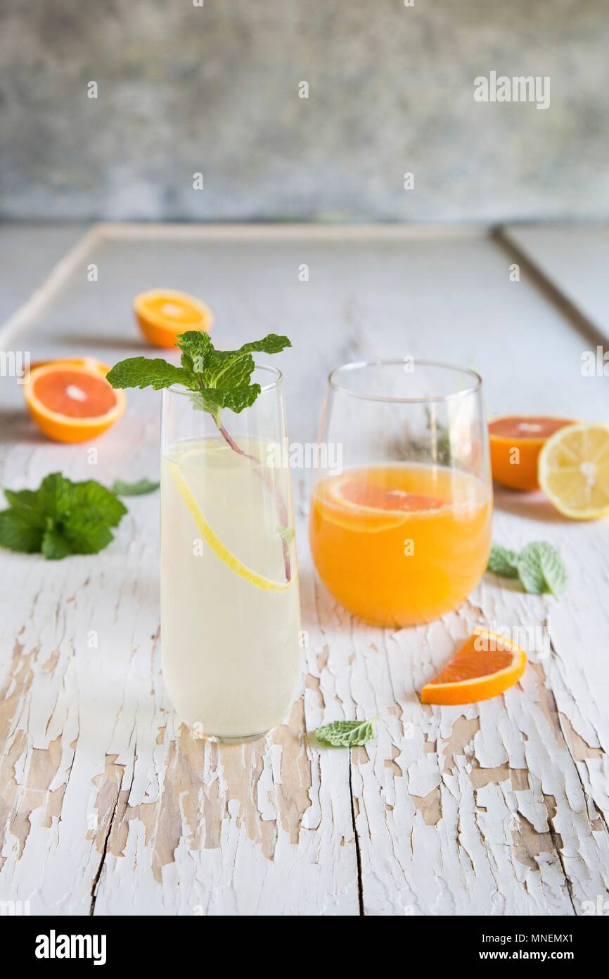 Orange and Lemon Gin Cocktails Stock Photo Alamy