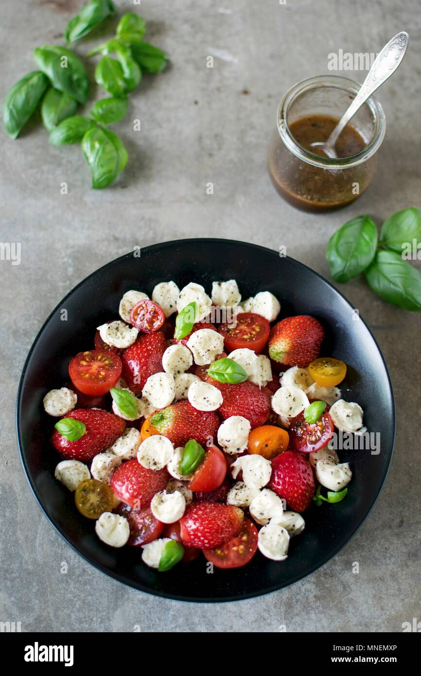 Strawberries Caprese Salad Stock Photo