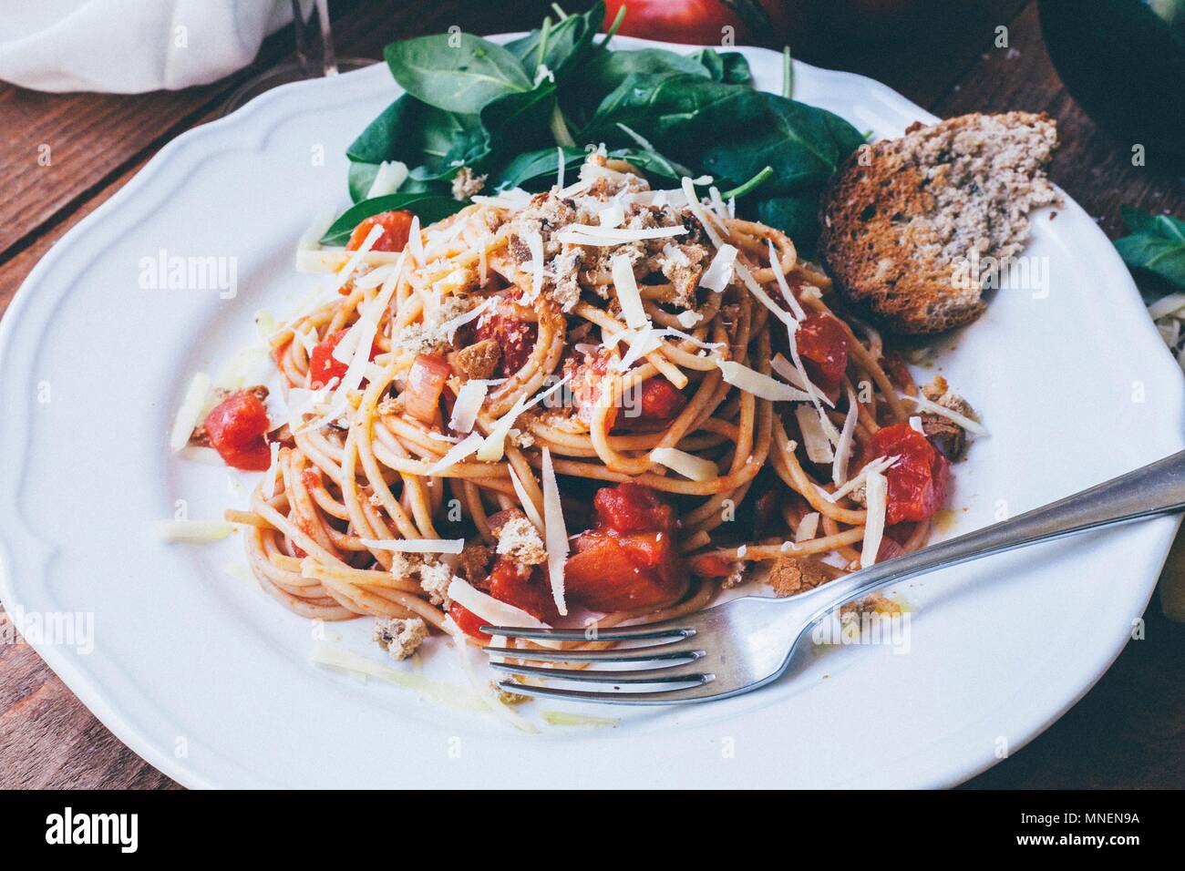 Spaghetti with tomatoes Stock Photo