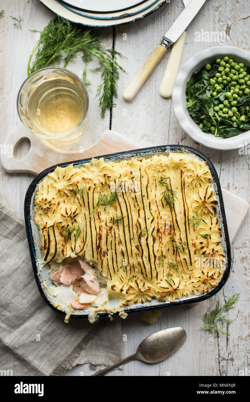 Fish pie with dill and peas Stock Photo Alamy