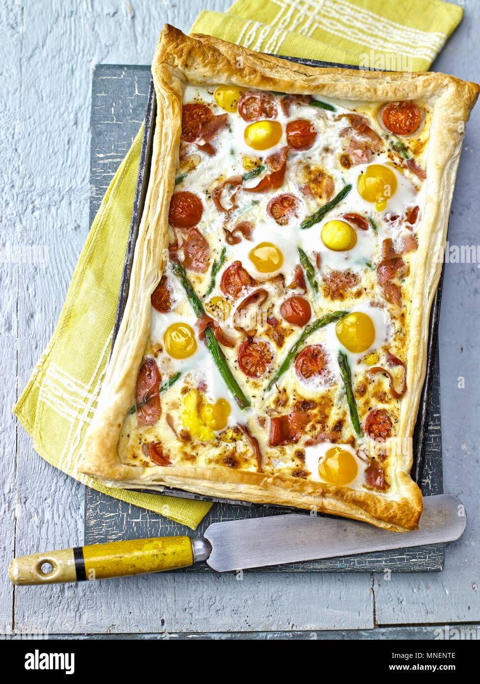 Tomato, Egg and Asparagus Tart Stock Photo Alamy
