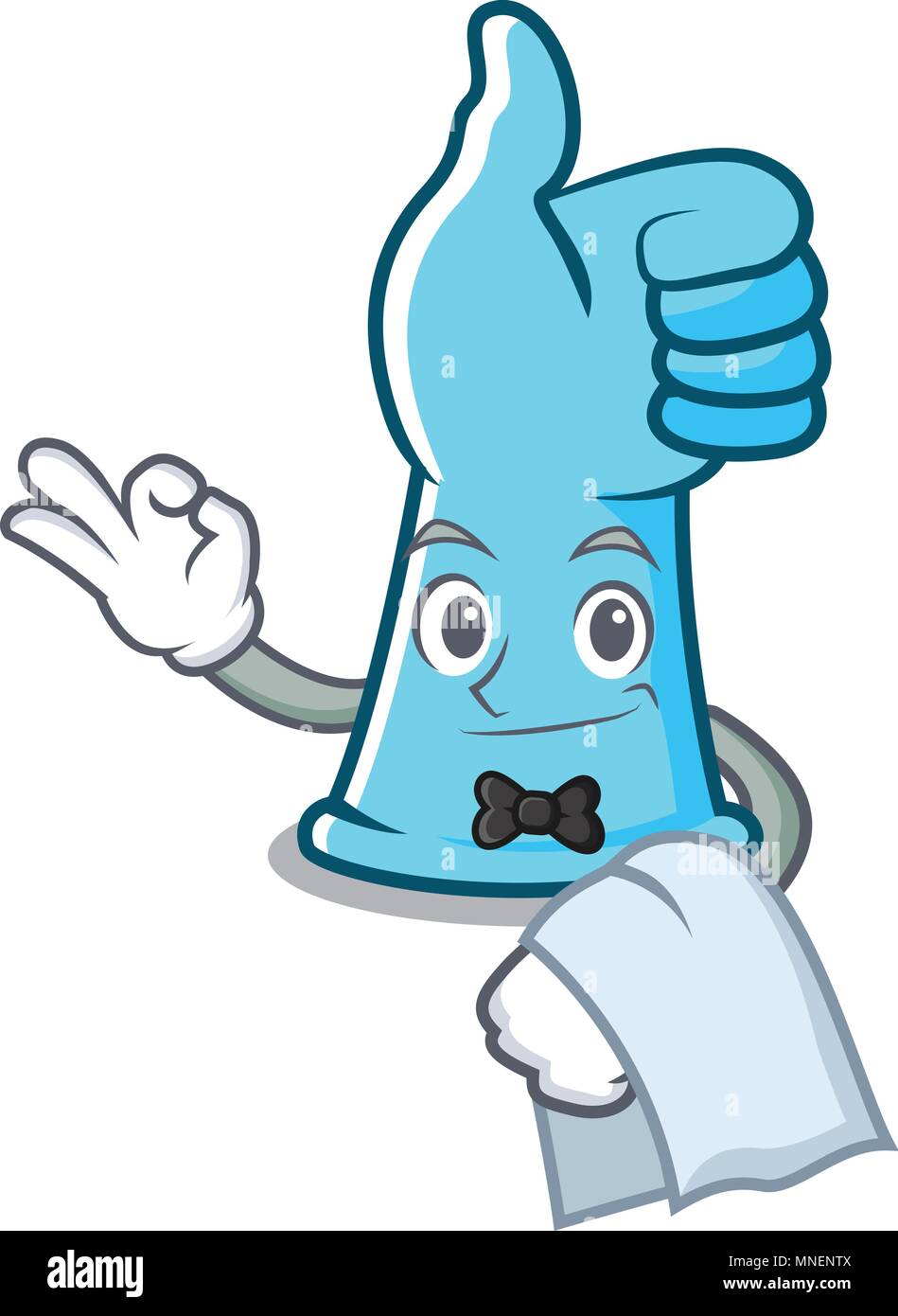 Waiter rubber gloves mascot cartoon Stock Vector