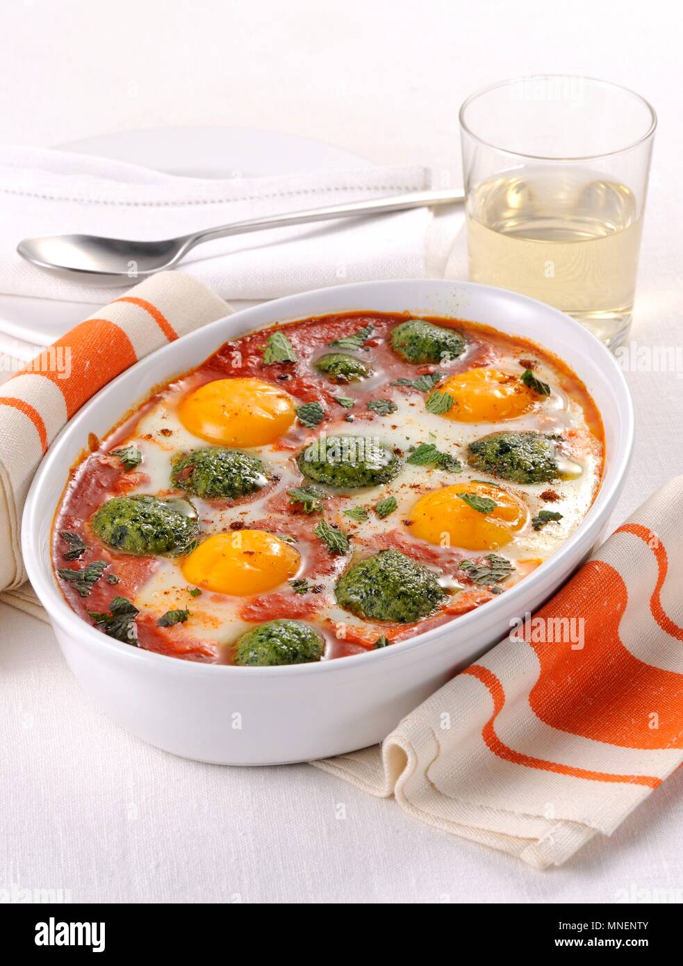 Spinach and egg bake Stock Photo