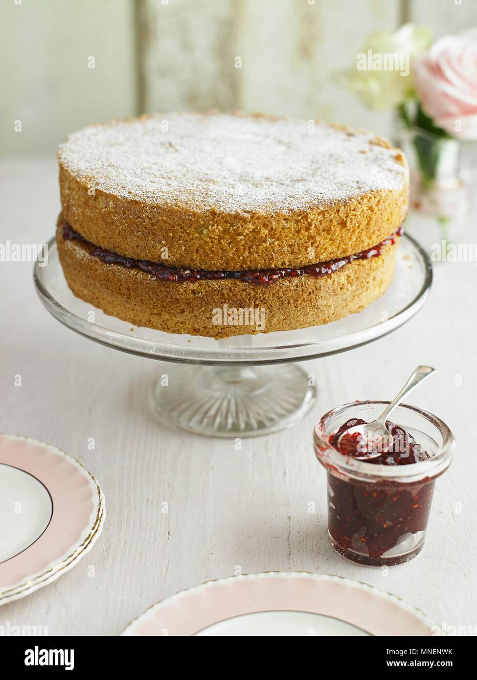 Victoria sponge cake with jam filling Stock Photo Alamy