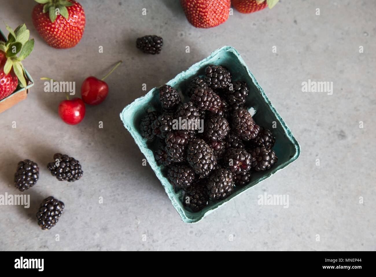 Blackberries, strawberries and cherries Stock Photo Alamy