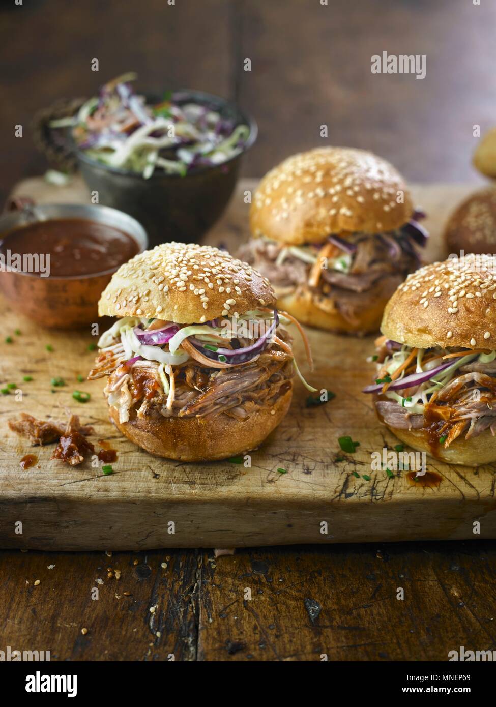 Maple Mustards Pulled Pork Buns Stock Photo