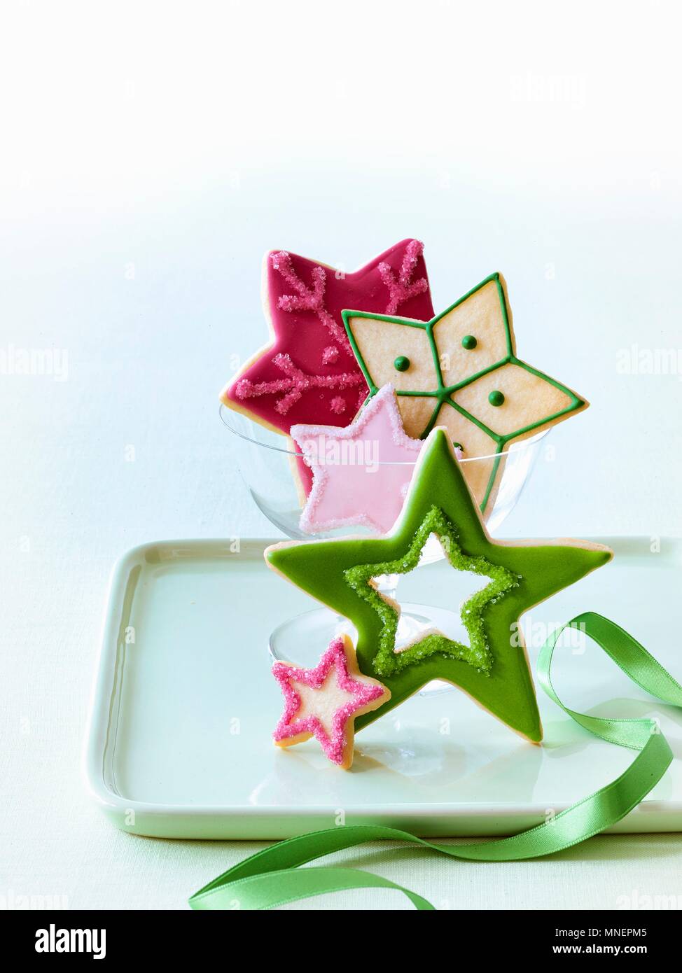 Various Christmas star biscuits Stock Photo