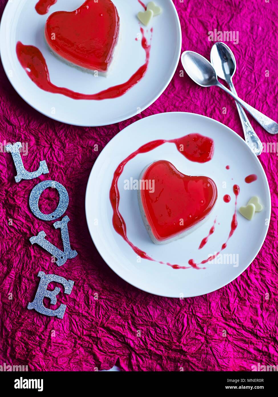 Two jelly love hearts Stock Photo