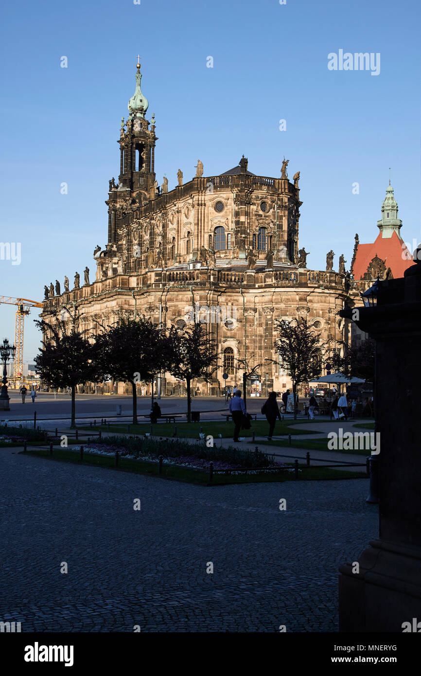 Katholische Hofkirche, view from the Zwinger in Dresden, Germany Stock Photo