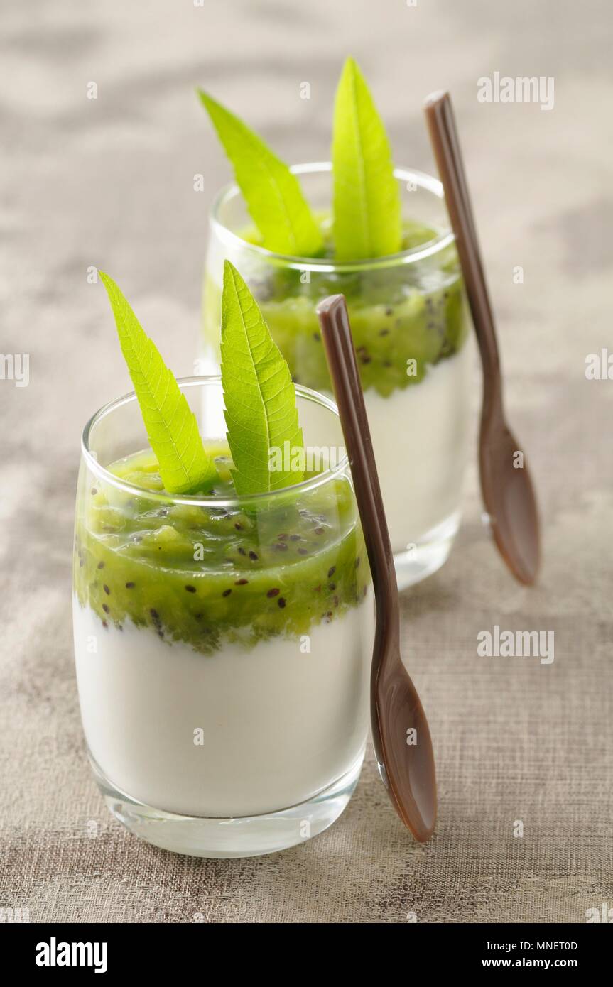 Panna cotta with kiwi Stock Photo Alamy