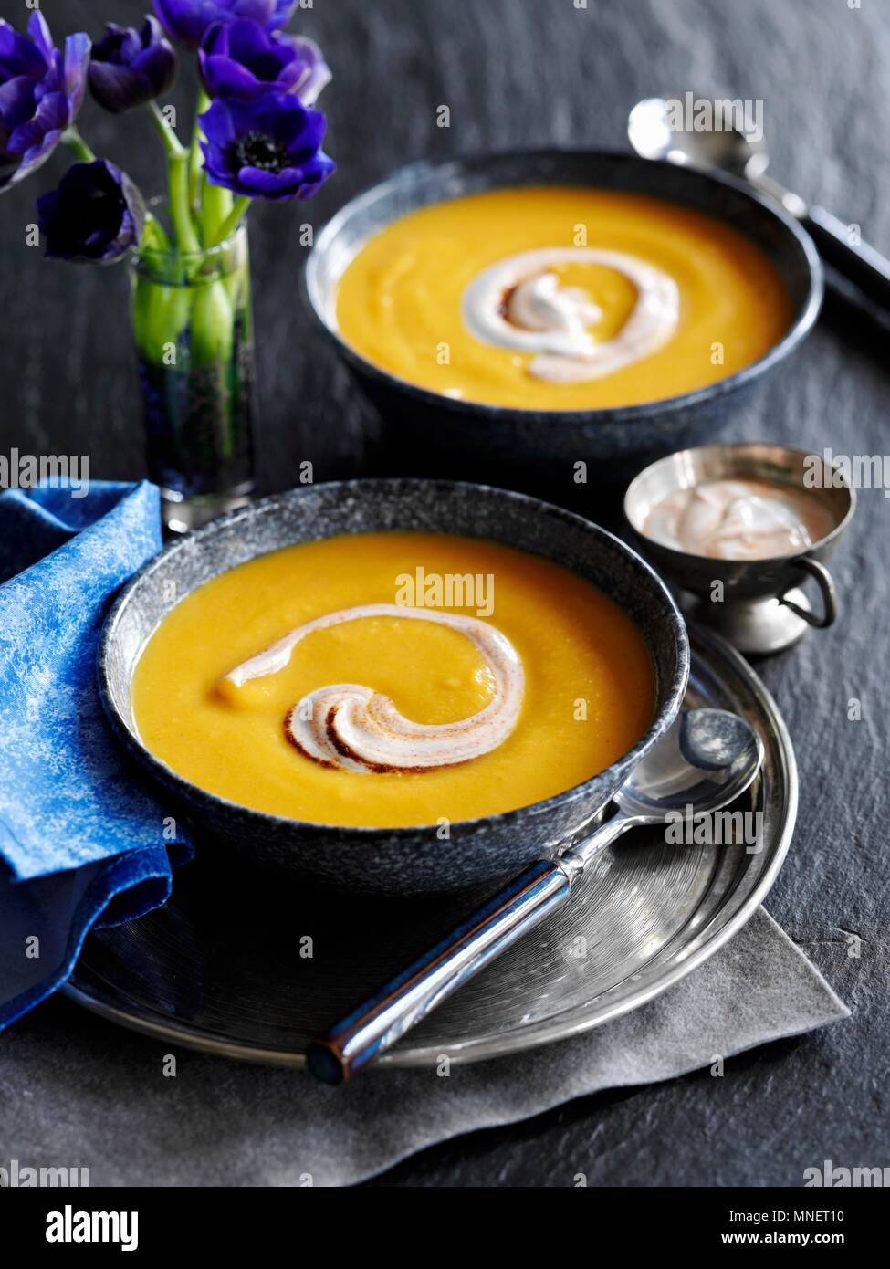 Cream of sweet potato soup (Morocco) Stock Photo