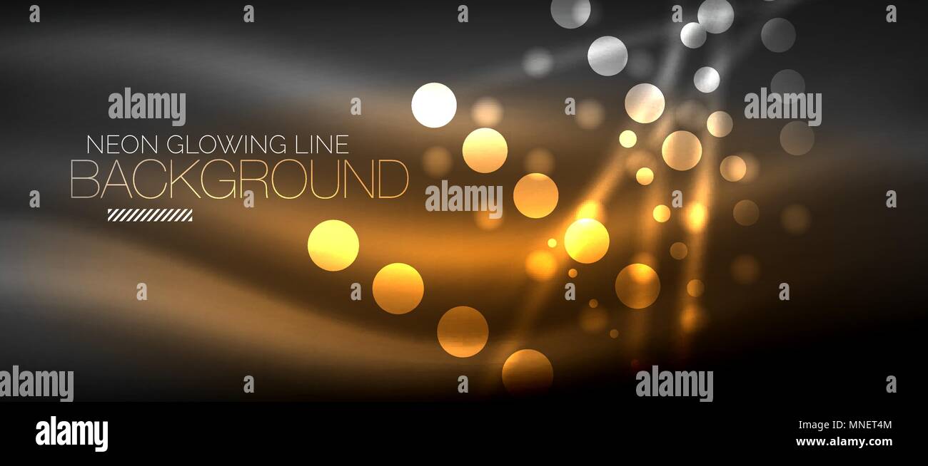 Circle abstract lights, orange neon glowing background. Circle abstract
