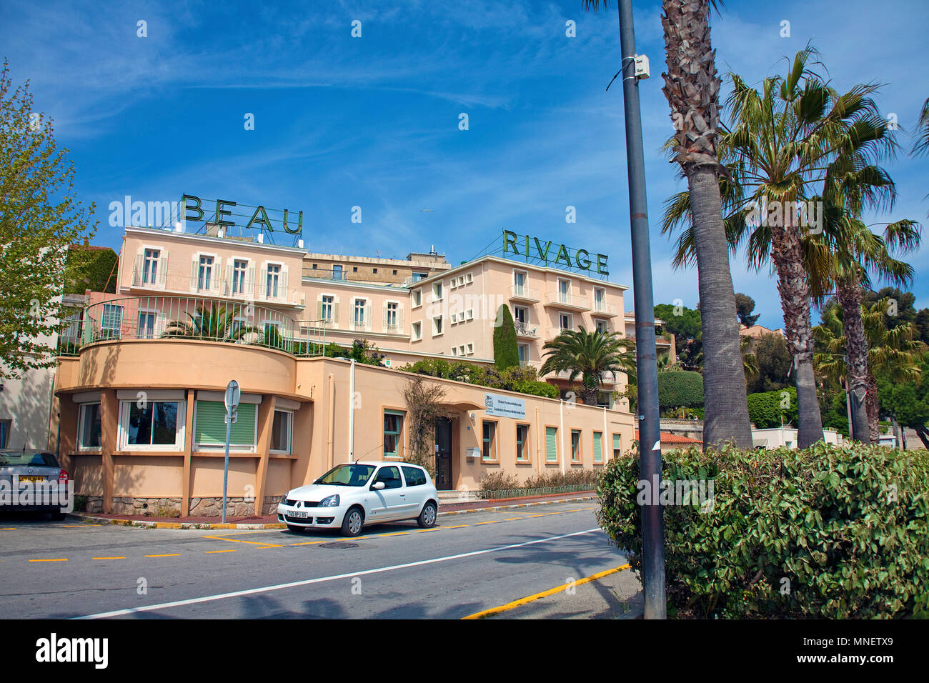 Hotel Beau Rivage at Bandol, Cote d'Azur, Département Var, Provence-Alpes-Côte d’Azur, South France, France, Europe Stock Photo