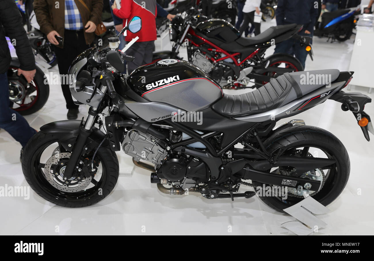 ISTANBUL, TURKEY - FEBRUARY 25, 2018: Suzuki SV650 X on display at Motobike Istanbul in Istanbul Exhibition Center Stock Photo