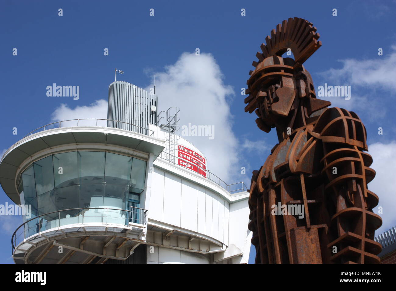 A statue of the Roman centurion Sentius Tectonicus at Segedunum fort in Wallsend, Newcastle-upon-Tyne Stock Photo