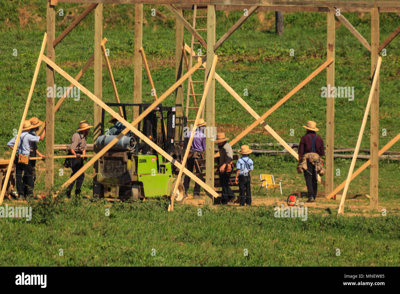 New Providence, PA, USA July 30, 2013 Amish farmers at a “barn