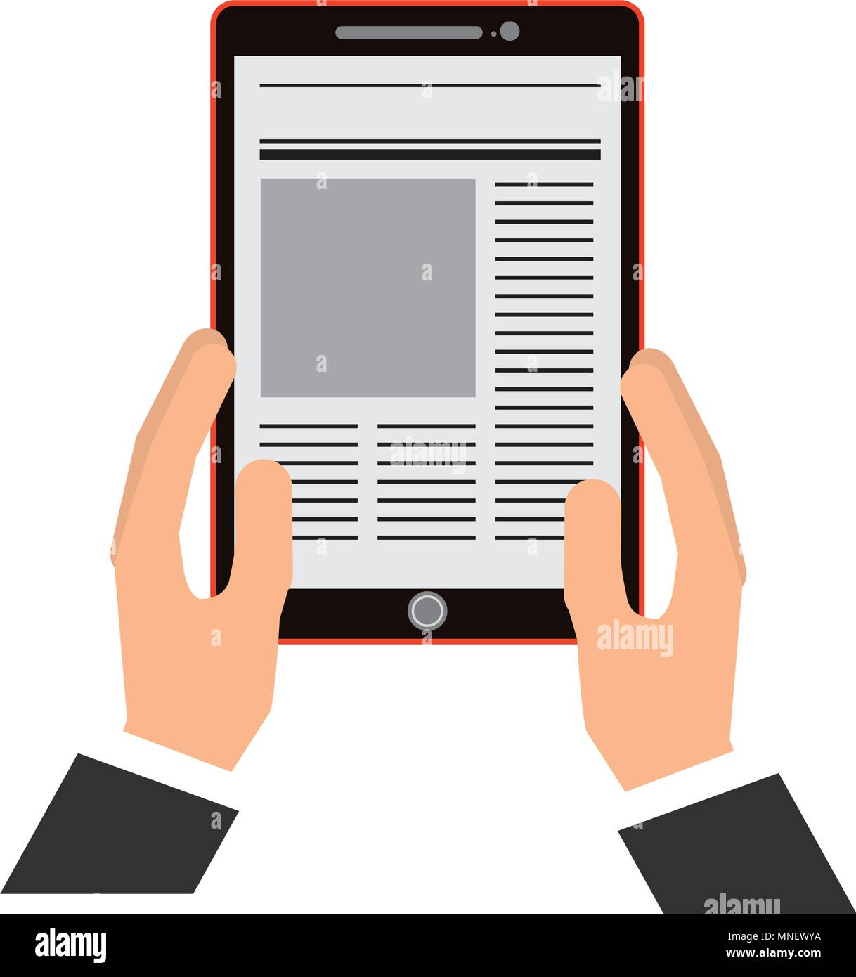 hand holding tablet computer digital Stock Vector