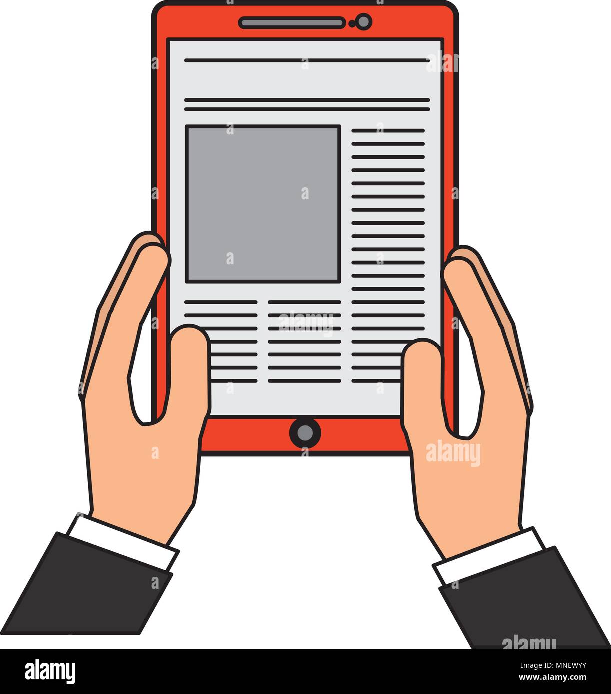 hand holding tablet computer digital Stock Vector