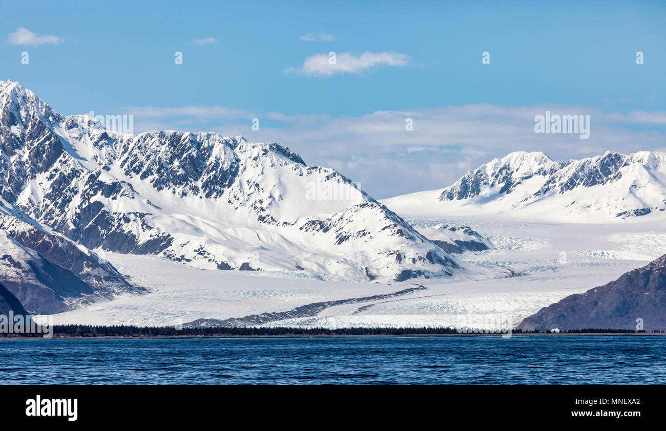 Bear Glacier and the Kenai Mountains near Seward in Southcentral Alaska. Stock Photo