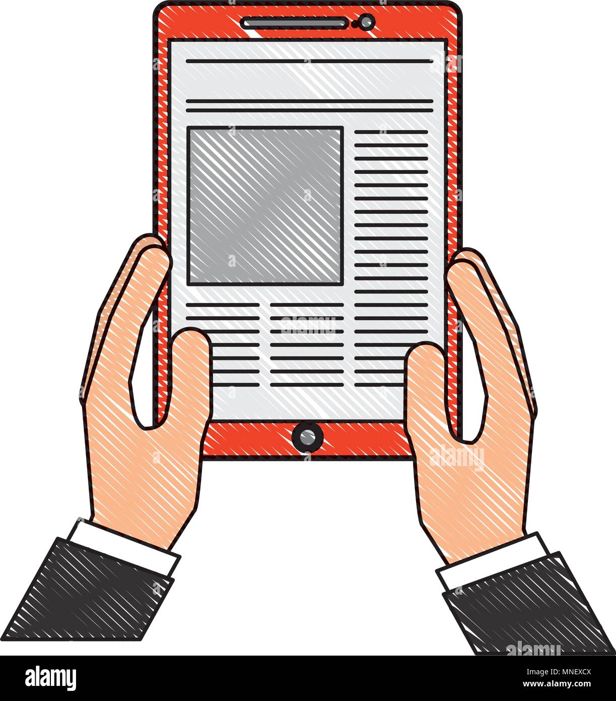 hand holding tablet computer digital Stock Vector