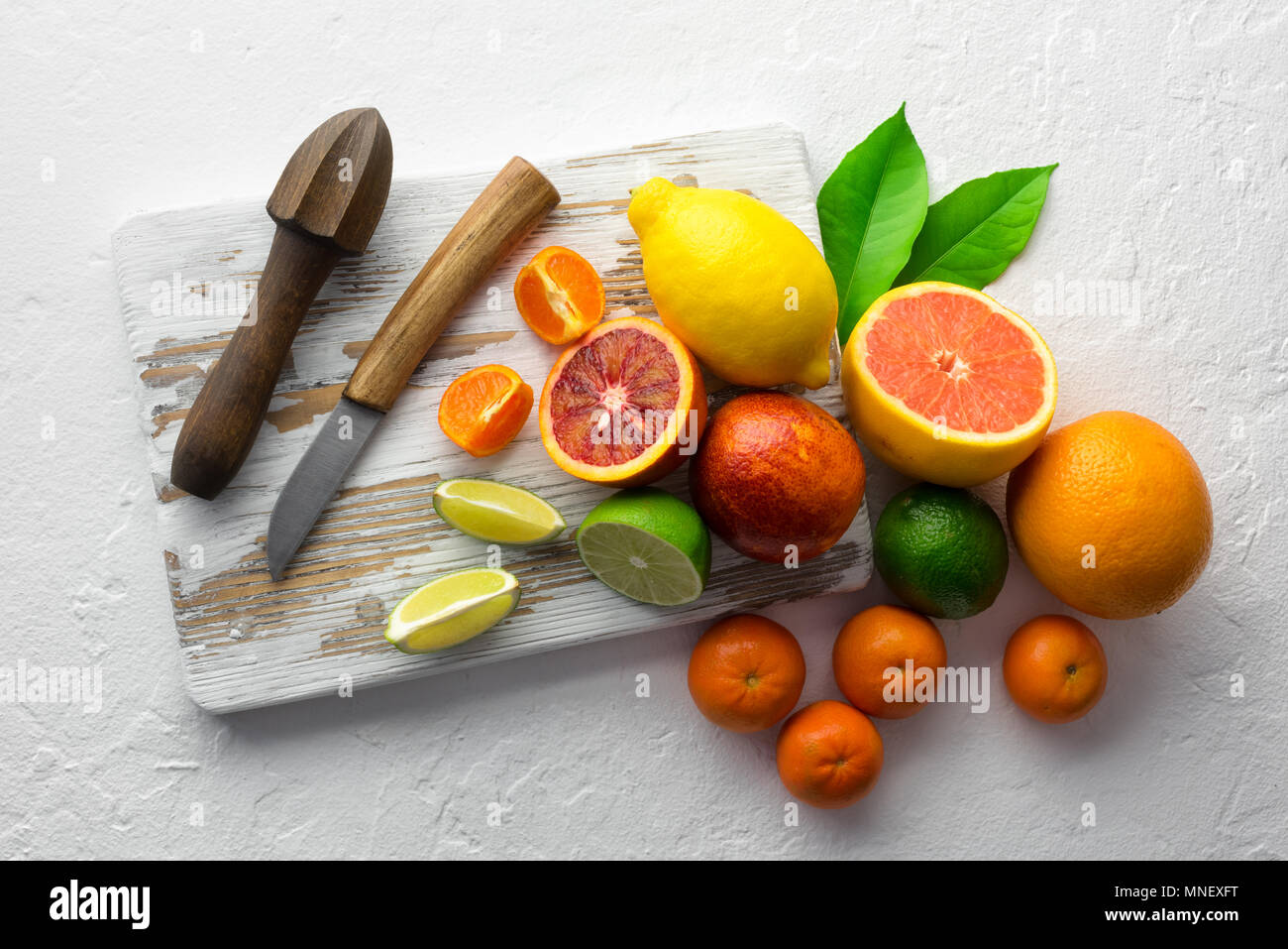 Mix of different citrus fruits closeup Stock Photo