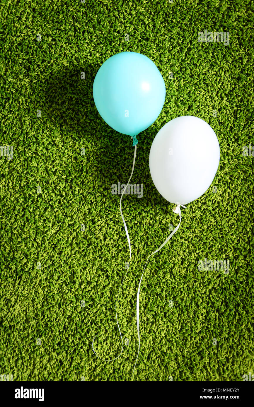 Blue and white air balloons Stock Photo