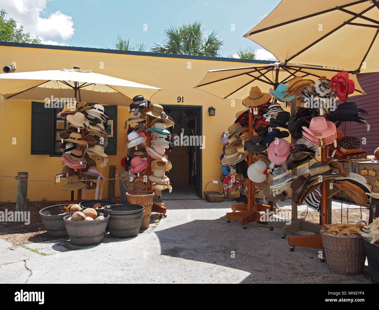 Many hats for sale at a shop on St. Street, St. Augustine