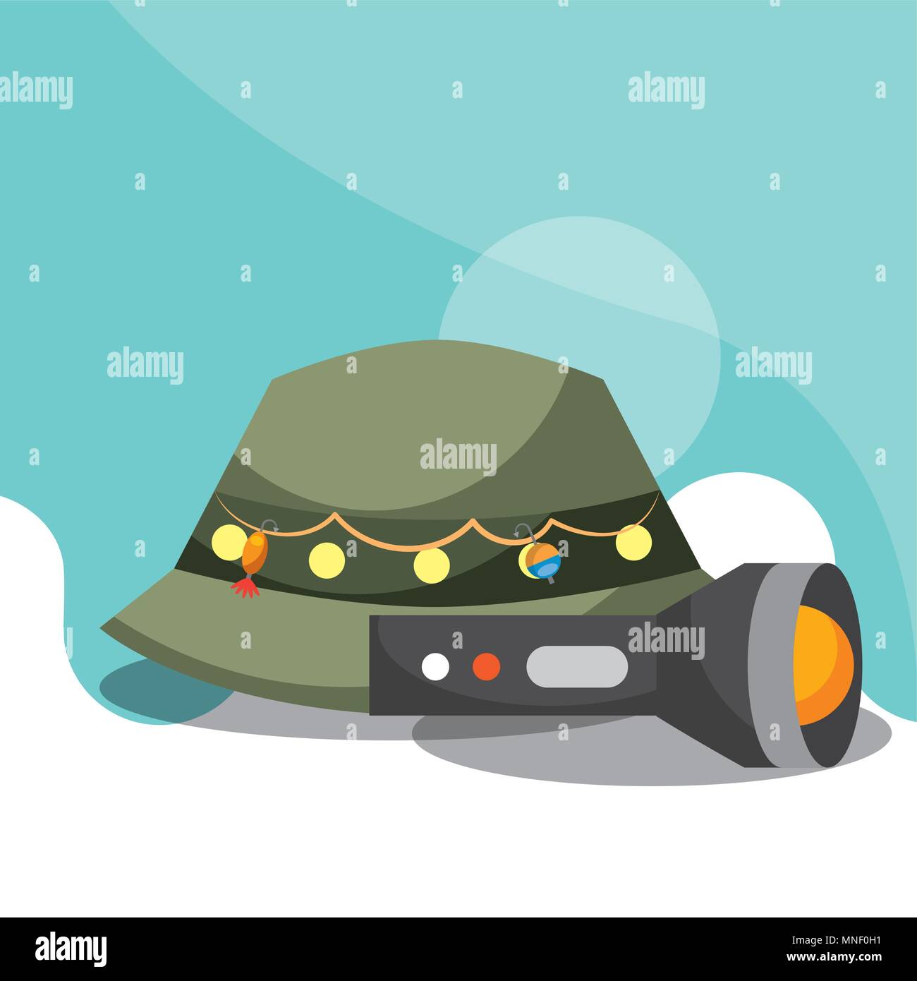 fishing equipment related Stock Vector