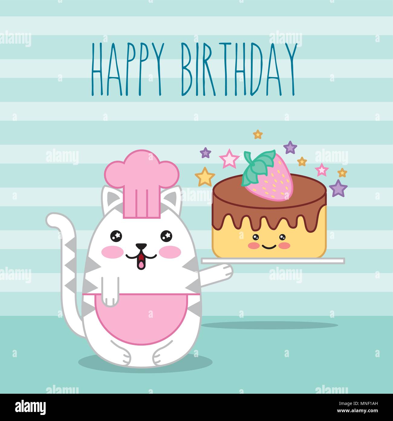 Cartoon illustration cat birthday cake hi-res stock photography and ...